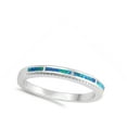 thumbnail image 4 of CHOOSE YOUR COLOR Blue Simulated Opal Accent Stacking Ring .925 Sterling Silver Band CZ Female Size 8, 4 of 4