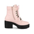 thumbnail image 3 of Unique Bargains Women's Chunky Heel Platform Ankle Combat Boots Pink (Size 7), 3 of 7
