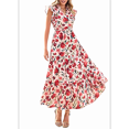 thumbnail image 1 of Vestido Midi Estampado con Escote en V, Mangas Plisadas y Volantes, Imagen 2 XXL, 1 of 8
