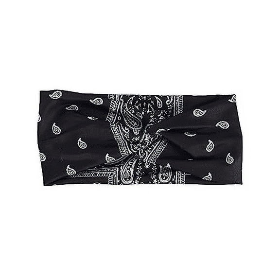Motique Accessories Paisley Black Twist Turband Wide Headwrap Hair Band for Women