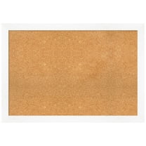 Amanti Art Natural Cork Board Framed Cabinet White Narrow Bulletin Board 39 in. x 27 in.