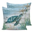 thumbnail image 7 of Outdoor Throw Pillow Cover Underwater Sea Turtle Seaweed Waterproof Cushion Covers 2 Pack Compass Starfish on Wood Plank Pillow Cases Home Decoration for Patio Garden Couch Sofa, 7 of 7