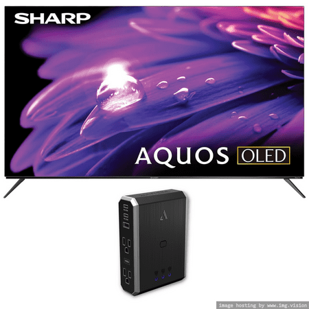 SHARP 4T-C65FS1UR 65 Inch Class OLED 4K Ultra HD with Roku TV and an Austere 7S-PS4-US1 4-Outlet Power with Omniport USB (2024)