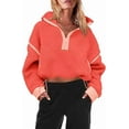 thumbnail image 2 of Winter Women's Oversized Half-Zip Sherpa Pullover Cozy Fleece Sweatshirt with Pockets Soft Fuzzy Loungewear for Cold Weather, 2 of 10