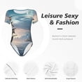 thumbnail image 4 of Saiise Combinaison Courte à Manches Courtes pour Femmes Motif Voilier sur Mer au Clair de Lune, Pyjama à Col Rond, Justaucorps Extensible avec Fermeture à Boutons-Pression - Moyen, 4 of 7