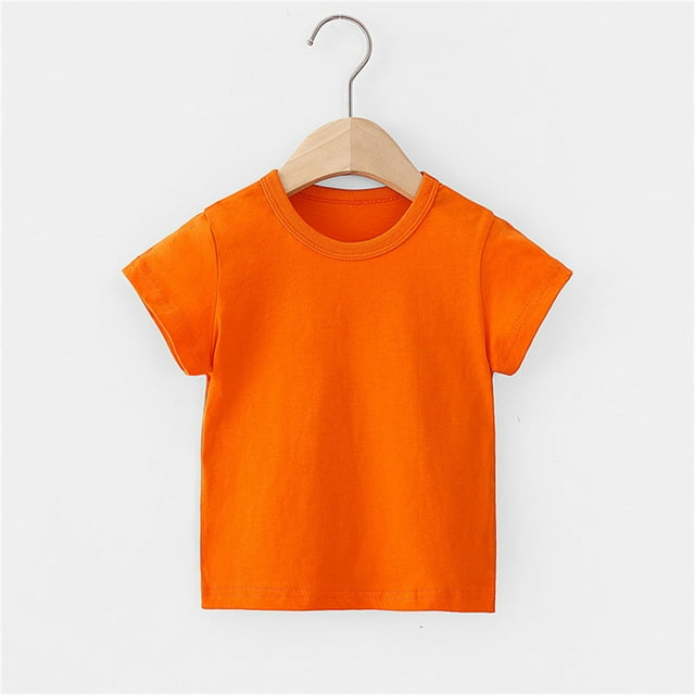 JMYHOAM T-Shirts Confortables à Manches Courtes en Coton pour Bébés Garçons et Filles, Couleur Unie, Col Rond, Été (4-5 Ans)