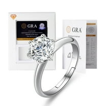 0.8 CT Moissanite Diamond for Women Engagement Ring D Color VVS1 Jewelry 18k White Gold Over Silver Rings with Adjustable Open