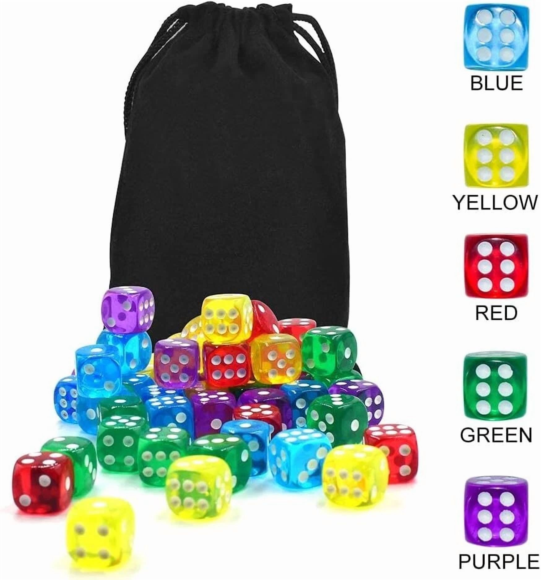 BUTTERFLY- 50 Of Pack 14Mm 6 Sided Dice Set Translucent Colors Dice With Black Pouch For B