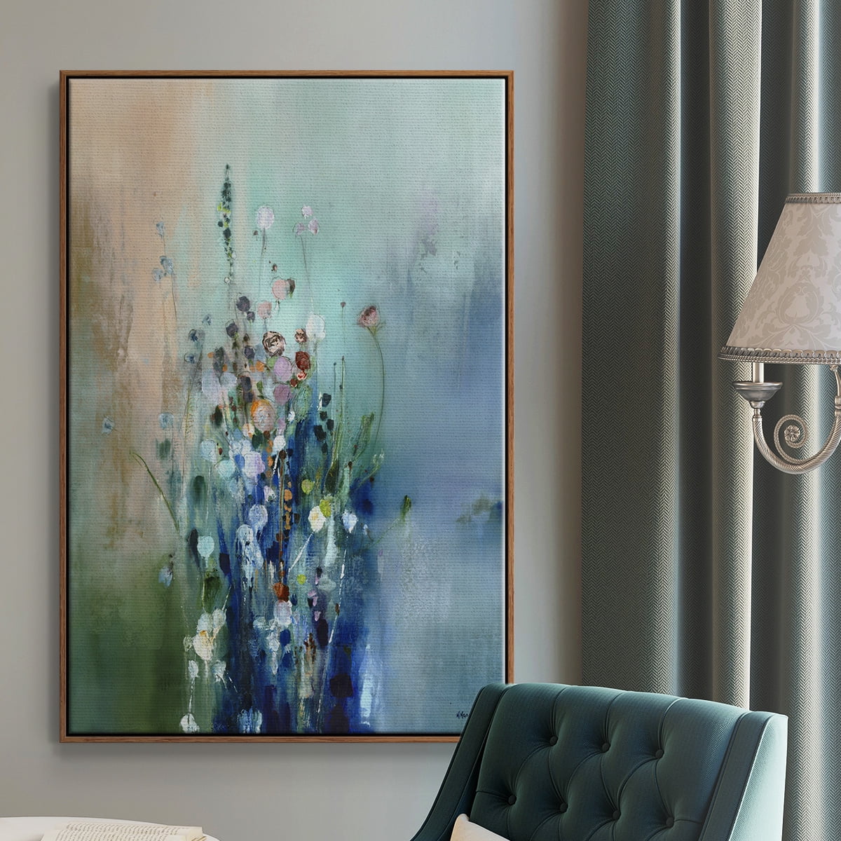 Current Air II Framed Premium Gallery Wrapped Canvas - Ready to Hang - 17 x 25 - Walnut Floating Frame