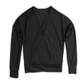 thumbnail image 1 of Women V Neck Top Crossing Wrap Long Sleeves Breathable Casual T Shirt for Daily Wear Black M, 1 of 22
