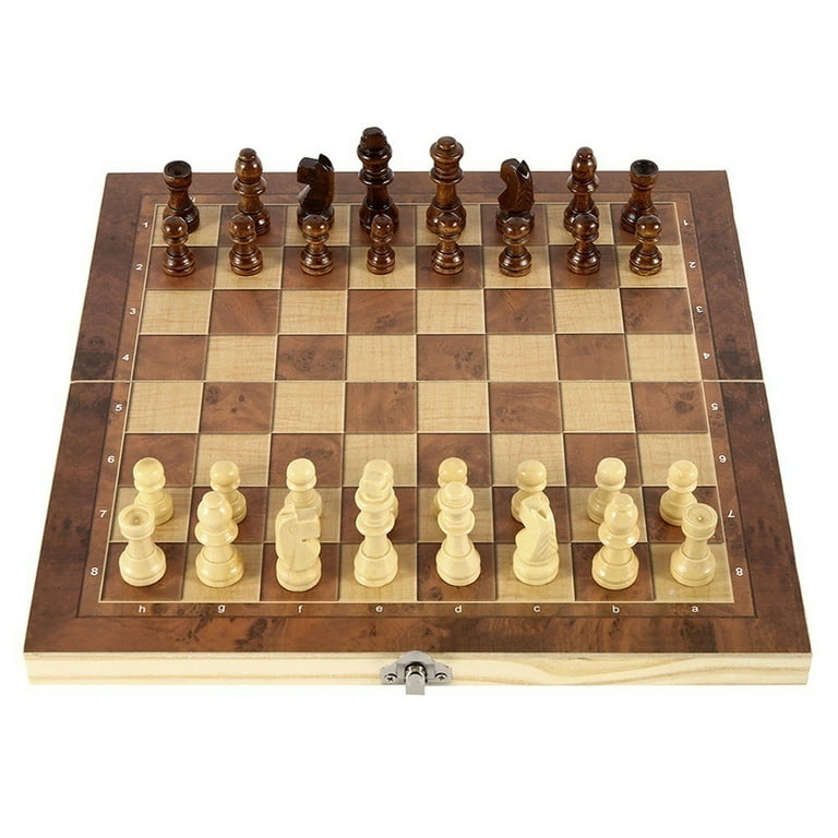 BIG SIZE 3in1 Wooden Chess Set Handmade Backgammon & Checkers 