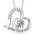 thumbnail image 1 of Collar de plata para mujer Te amo hasta la luna y la espalda, collar con colgante de corazón para madre esposa novia, joyería regalos para aniversario cumpleaños, 1 of 5