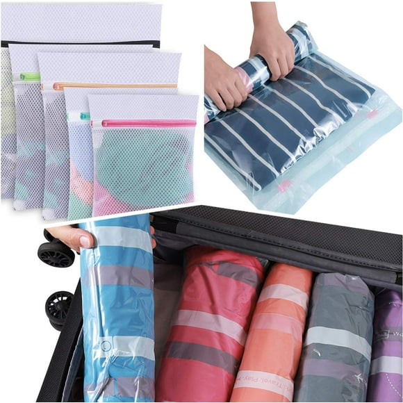 Travel Compression Bags for Clothes or Luggage and 5 Set Laundry Bags
