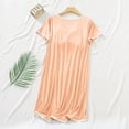 thumbnail image 4 of Lovskoo 2024 Women's Short Sleeve Nightgown Casual Round Neck Mid-Calf Sleepshirts with Soft Homewear Sleepwear Dress Orange-XL, 4 of 9