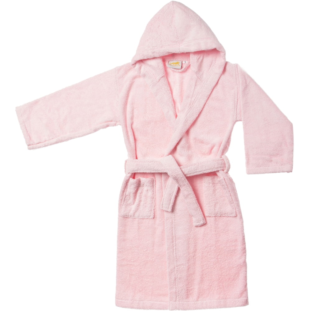 Kids' Hooded Pink Egyptian Cotton Large Terry Bathrobe - Walmart.com