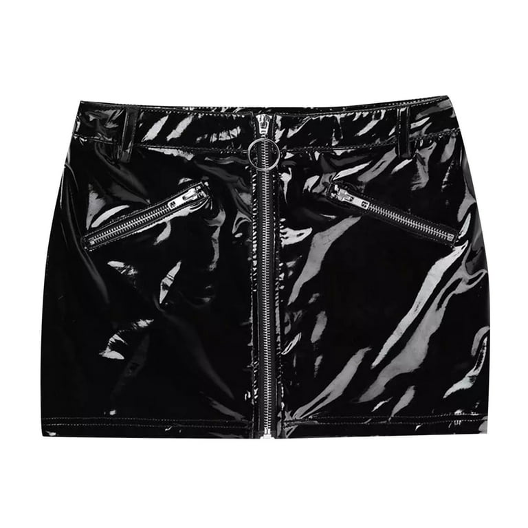 Plus size top leather skirt 80s