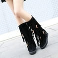 thumbnail image 6 of Viluyesy Womens Knee High Boots, Round Toe Thick Sole Pull-On Fashion Retro Tassel Suede Boots Black, 6 of 6