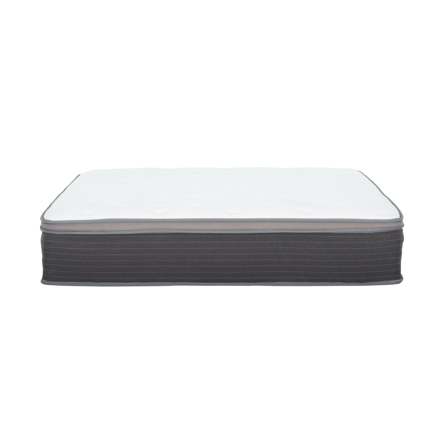 Miekor Furniture 12 in. Cal King Size Pocket Spring Hybrid Mattress Bed in a Box, Plush Euro Top Gel Memory Foam Mattress, White/Gray MK3701