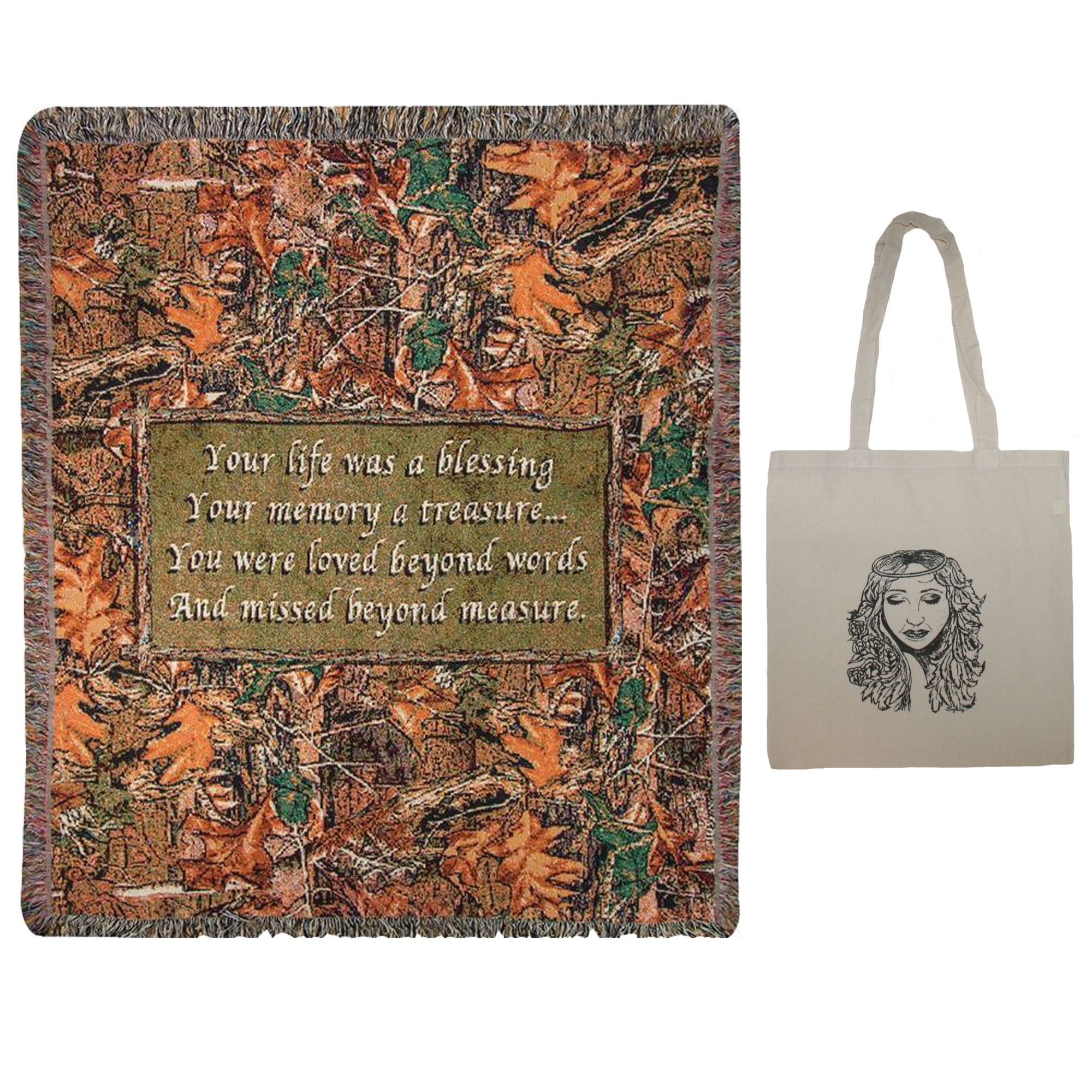 Nature Blessings 50" x 60" Inspirational Tapestry Throw Blanket & Angel