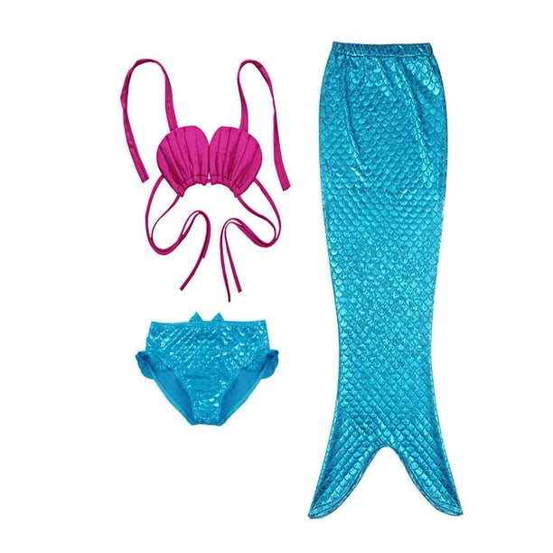 Canis - 3PCS Girl Kids Mermaid Tail Swimmable Bikini Set Bathing Suit ...