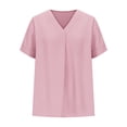 thumbnail image 7 of ClodeEU Women's Summer V Neck Short Sleeve T-Shirt ,Solid Color Loose Fit Casual Top Pink,Womens Plus L, 7 of 7