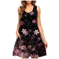 thumbnail image 2 of Viikei Women's Plus Size Maxi Dress,Dresses for Women Summer Casual Boho Dress,Women's Casual Plus-size Sleeveless Round Neck Short Floral Dress Pink M, 2 of 5