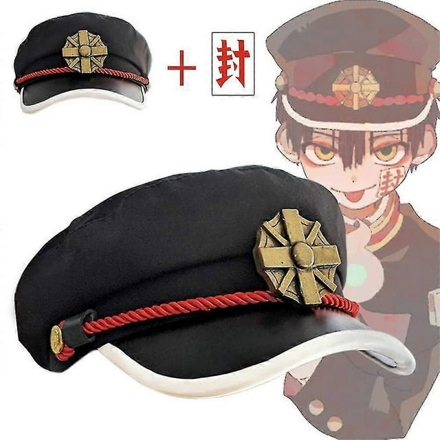 Sombrero de Hanako-kun negro atado al inodoro, boinas de Yugi Amane, insignia de cosplay, accesorios para gorra