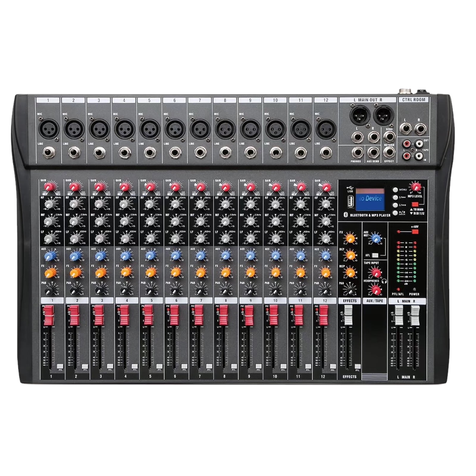Mustrod 12 Channel Professional Audio Mixer Digital Bluetooth Sound Board Live Studio Power Mixing
