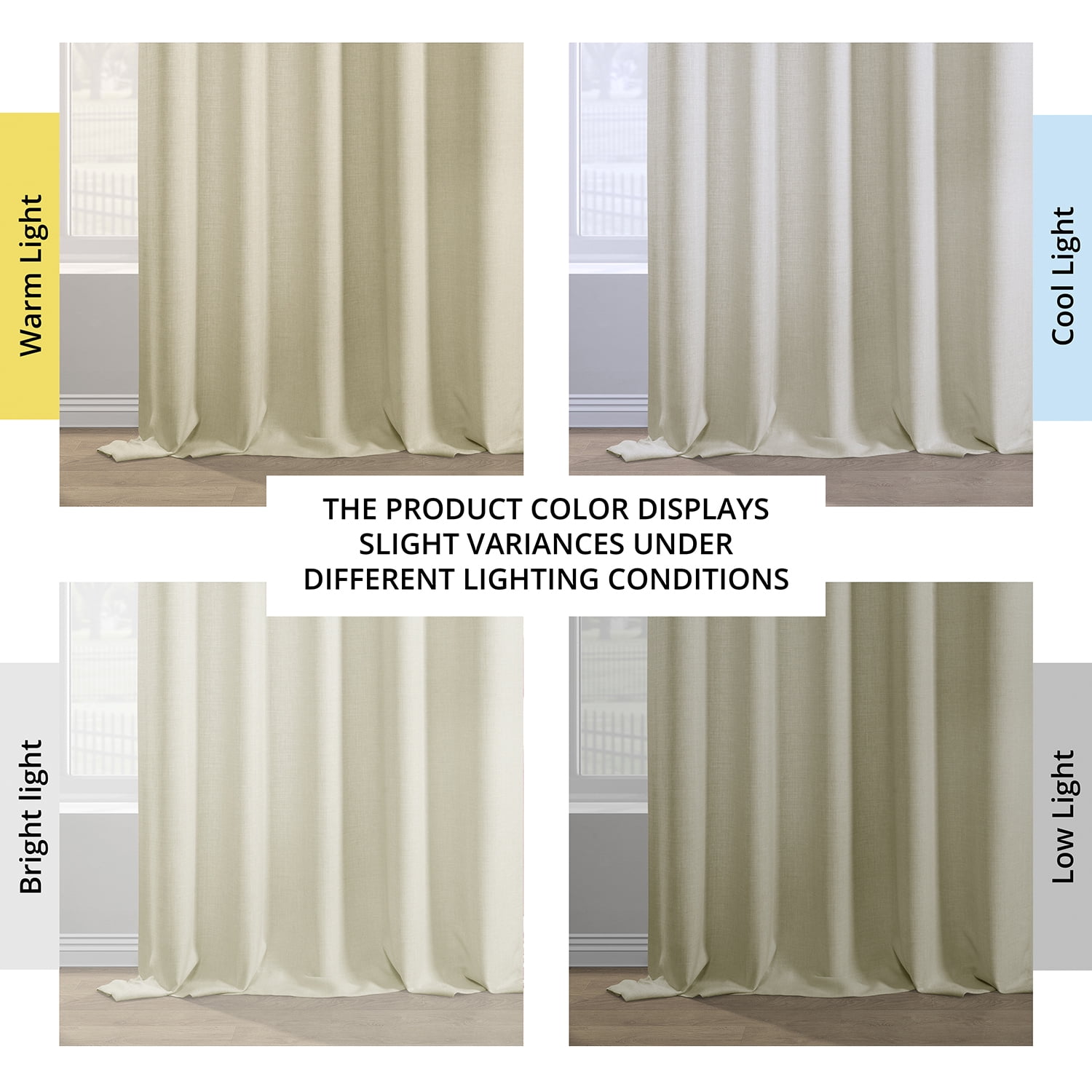 Half Price Drapes Gravity Ivory Italian Faux Linen Room Darkening Curtains (1 Panel), 50W X 96L