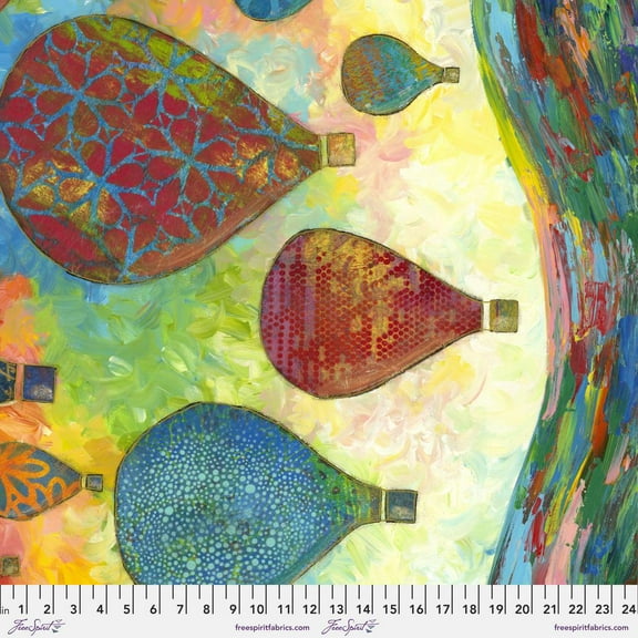 Free Spirit Sue Penn Up, Up & Away Ballooon Festival Multi Cotton Fabric By The Yard