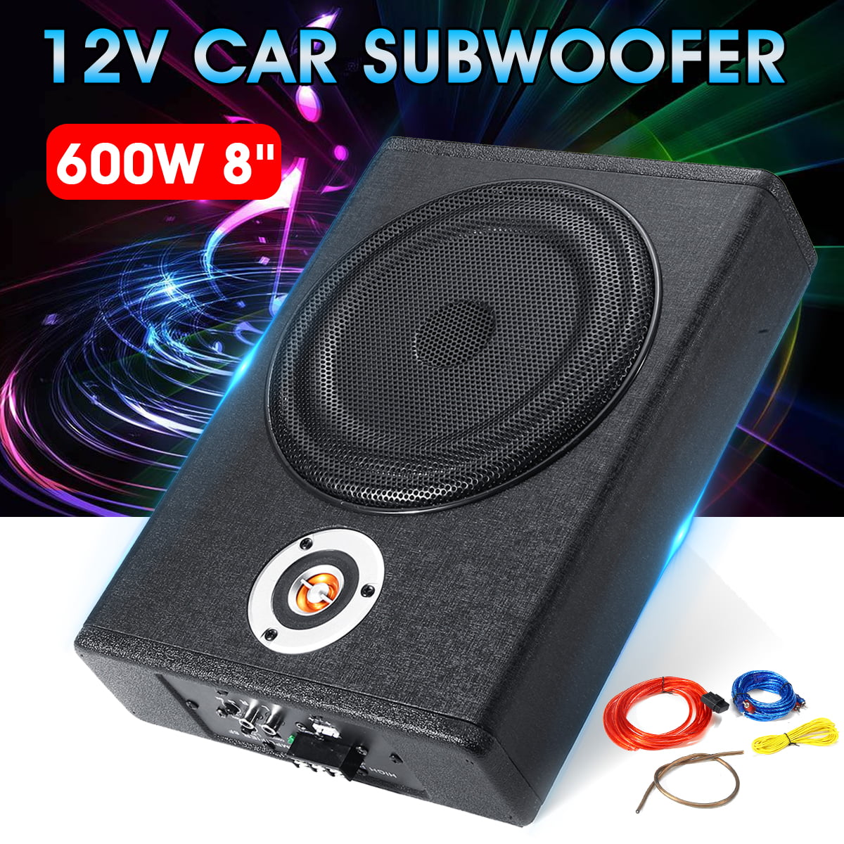 8'' 12V Car UnderSeat Active Subwoofer 600W Audio Power HiFi Amplifier