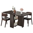 thumbnail image 3 of GloryStar Table à Manger Mobile à Abattants, Table Pliante avec Rangement à 2 Niveaux et 6 Roues, Idéale pour les Petites Cuisines, 3 of 8