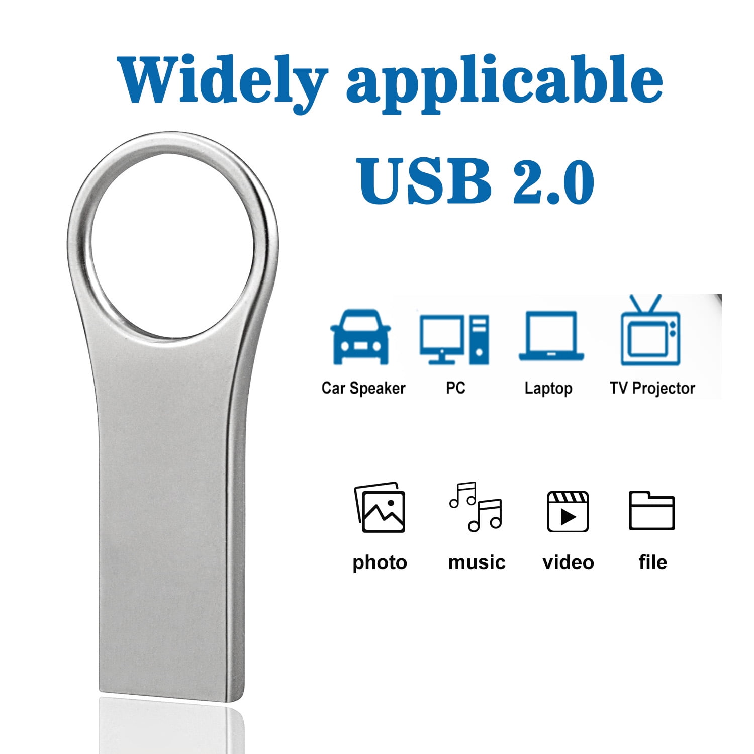 5 Pack 32G USB 2.0 Flash Drive for Key TOPESEL Thin Metal Thumb Drive Pen Drive Silver