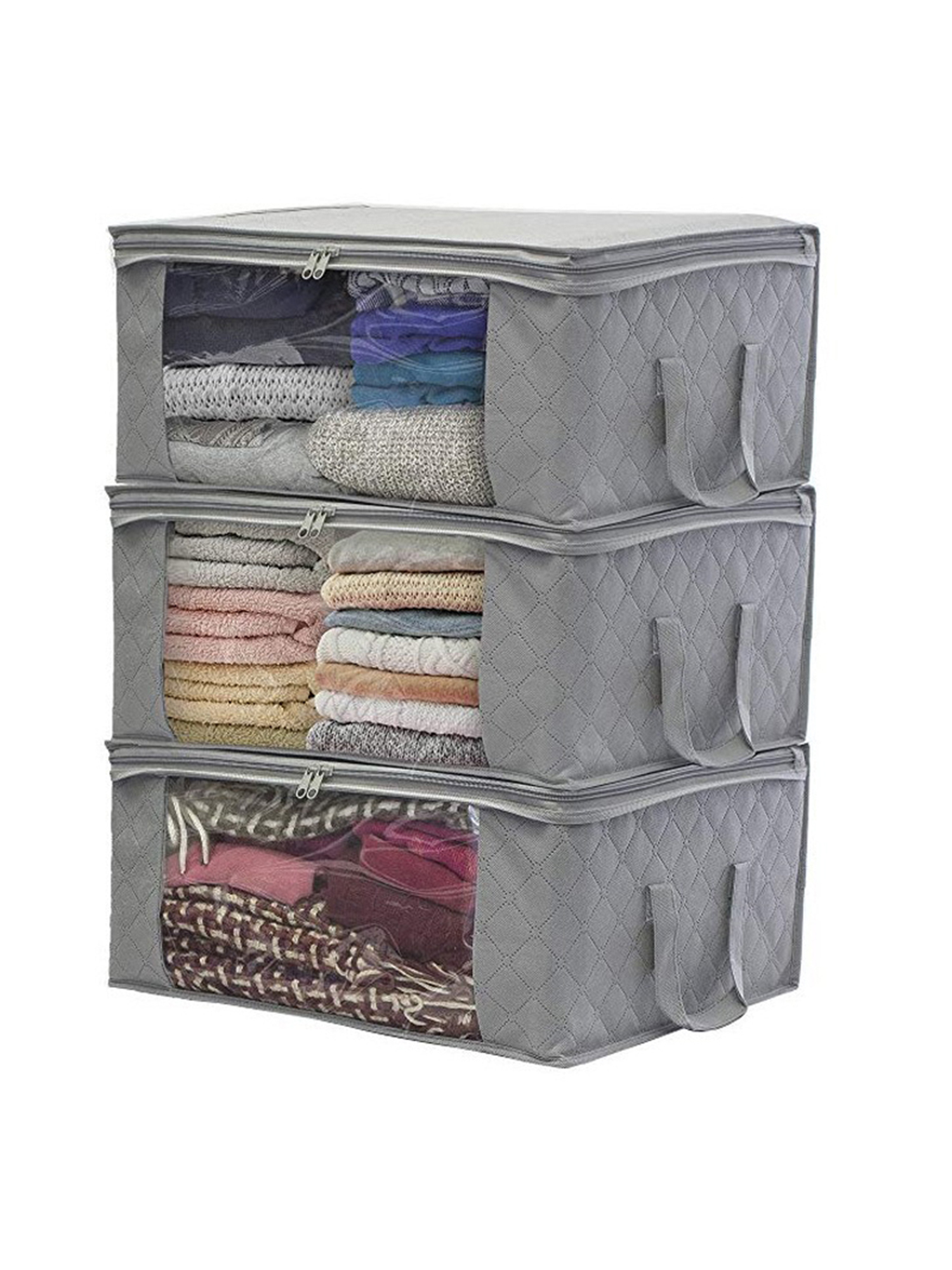 6Pcs Large Underbed Clothes Storage Bags Zipped Organizer Wardrobe Cube Boxes