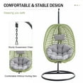 thumbnail image 5 of Hanging Egg Chair with Stand & Cushions, Outdoor and Indoor Hammock Rattan Swing Chair 350 lbs Capacity with Aluminum Steel Frame for Patio, Balcony, Backyard and Living Spaces (Green), 5 of 10