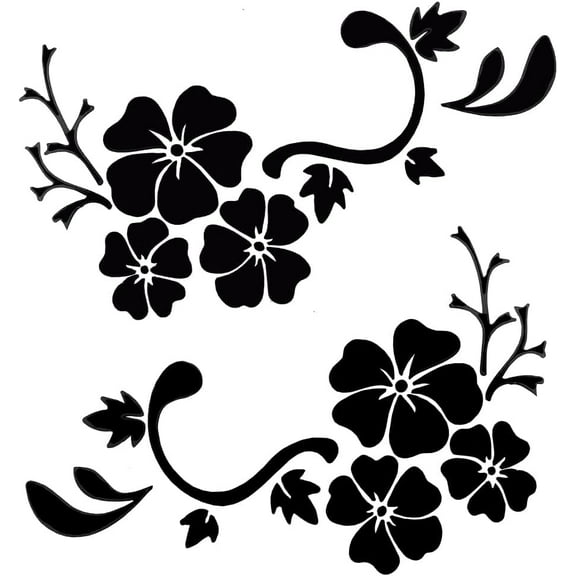 10 Sheets Hibiscus Flower Car Sticker Hawaiian Stickers and Decals Black Hibiscus Branch Stickers Waterproof Vinyl Automotive Exterior Decor for Truck Motorcycle Doors Laptop for making