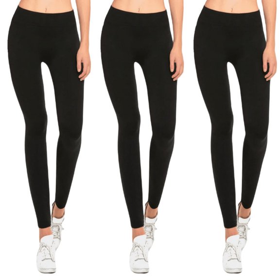 3 Pack Women's Fleece Leggings High Waisted Seamless Regular & Plus Size No See-Through Athletic Workout Running Yoga Pants Tummy Control Activewear
