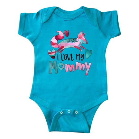 

Inktastic I Love My Mommy Pink and Blue Fox with Hearts Gift Baby Boy or Baby Girl Bodysuit