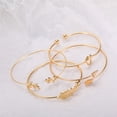 thumbnail image 4 of Starain 4Pcs Gold Bracelets for Women Girl Simple Leaf Arrow Feather Knot Heart Bangle Bracelet Adjustable Cuff Bracelet Set, 4 of 6
