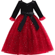 thumbnail image 1 of Vestido Para Niñas Ropa Para Niñas Bebés Vestido Para Niños Vestido De Princesa De Manga Larga Pajarita Vestido De Malla De Encaje Vestido De Pastel Borgoña Odeerbi LM103-2307, 1 of 9