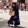 thumbnail image 5 of 250 Years Pants for Women Patriotic American Flag Print Slit Baggy Pajama Bottoms Elastic High Waist Wide Leg Casual Daily Wear Lounge Pants, #01 Dark Blue, XL, 5 of 6