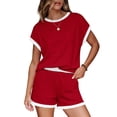 thumbnail image 3 of Wiholl Two Piece Sets for Women Summer Lounge Short Sets Cap Sleeve Crew Neck Sweatsuit with Pocket, 3 of 9