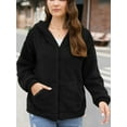 thumbnail image 2 of Cuteduck Womens Sherpa Jacket Fuzzy Fleece Zip Up Winter Hoodies Coat, S-2XL, 2 of 7