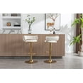 thumbnail image 2 of Guyou Modern Swivel Bar Stools Set of 2, Velvet Adjustable Counter Height Barstools with Woven Curved Back and Golden Base, Kitchen Island Bar Chairs for Pub Kitchen Island Restaurant, White, 2 of 9