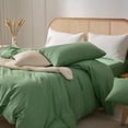 thumbnail image 2 of ZOVAN Duvet Cover Set 100% Washed Cotton Super Soft Breathable Durable (Green, King), 2 of 7