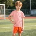 thumbnail image 7 of qucoqpe Boys Girls Mesh Quickly Dry Sports Suit 2PC Outdoor Running Hiking Breathable Football Sports Training Thin Color Blocking Singlet Top Shorts Sportswear 2-Piece Set Kids, 7 of 7