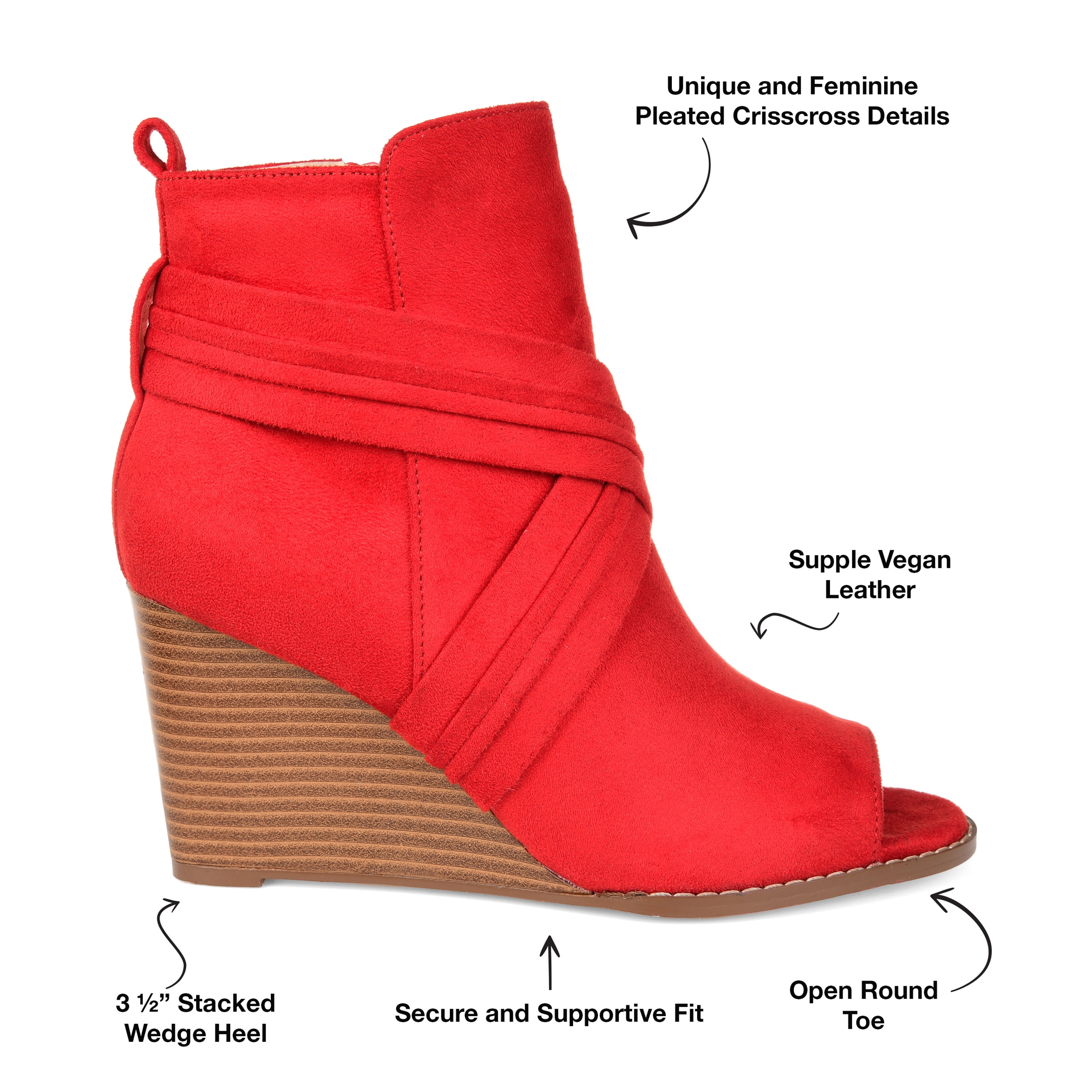 Journee Womens Sabeena Inside Zip Open Toe Wedge Booties