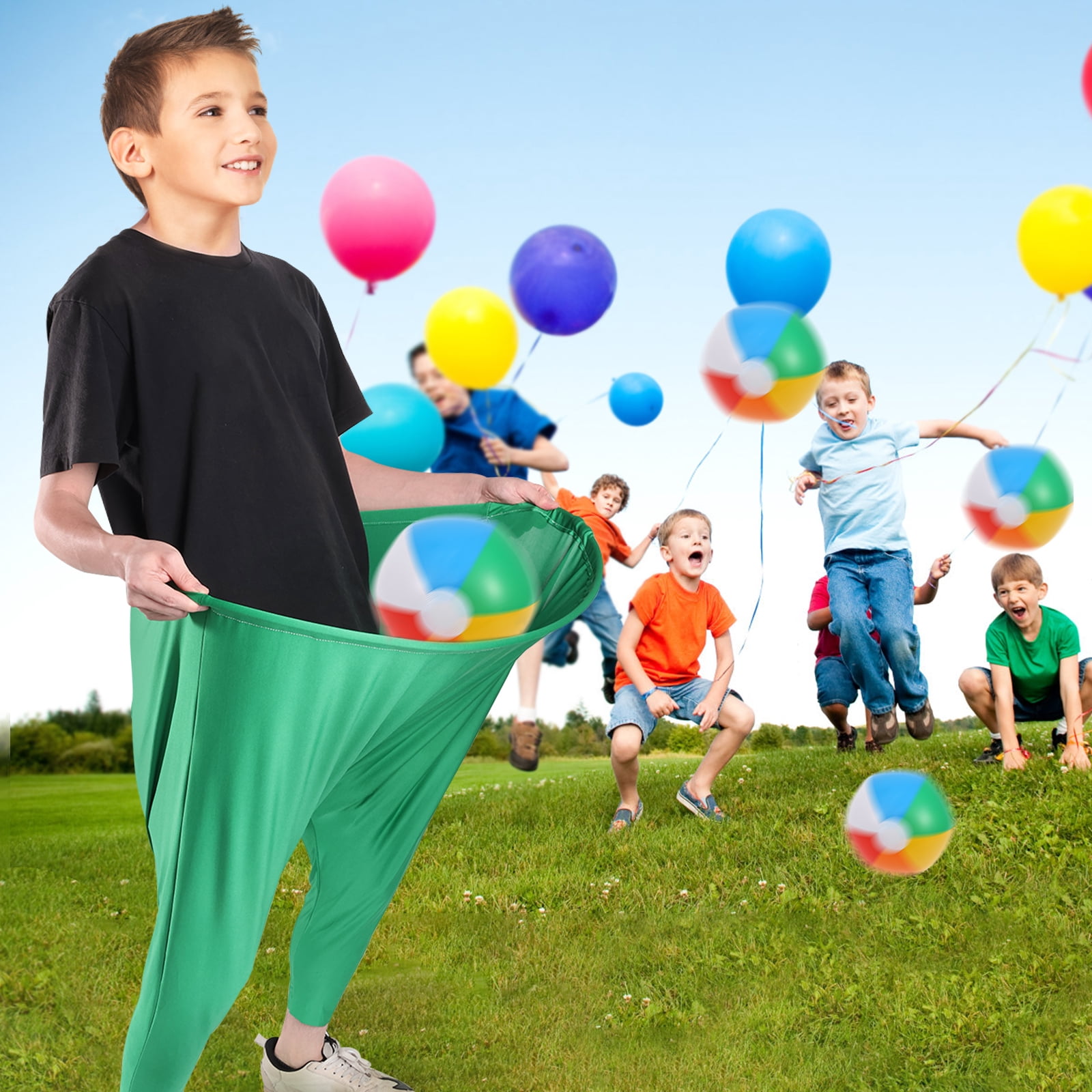 Threns Granny Pants Yard Game Easter Games Set Outdoor Tossing Games for Adults Family Easter Carnival Party Reunion Gathering,2 Colorful Pants,10 Bouncy Balls,2 Air Pumps,2 Flags