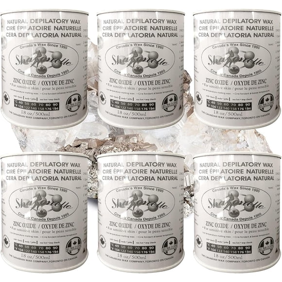 Sharonelle Soft Wax All Purpose Hair Removal Natural Depilatory Canned Wax for Sensitive Skin Canada-Made Melting Wax in Black color Canned Package (6PC, ZincOxide)