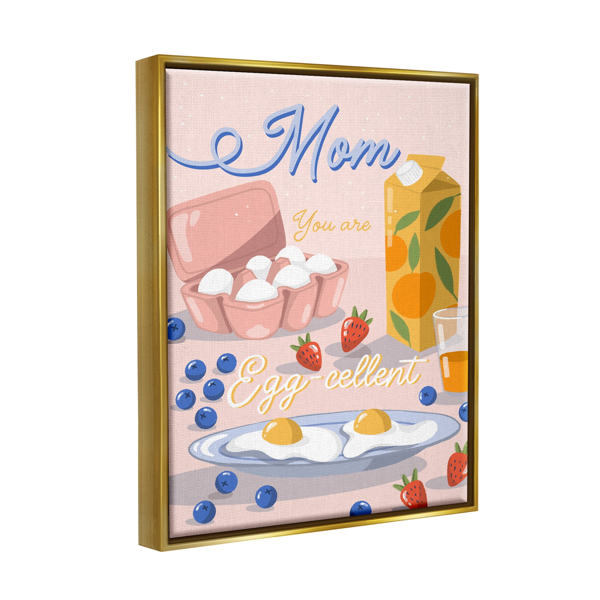 Stupell Industries Mom You Are Egg-cellent Phrase Holiday Painting Gold Floater Framed Art Print Wall Art